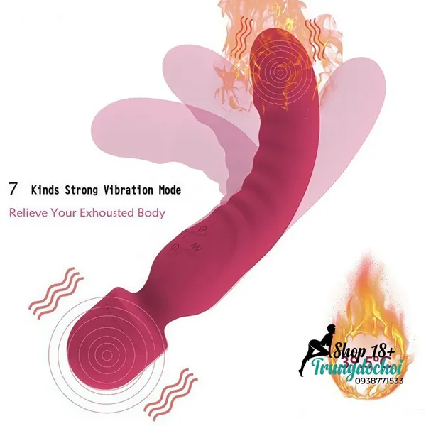 Chày Rung 2 Đầu Tỏa Nhiệt 39.5°C: Silicone Mềm Dẻo Linh Hoạt Kích Thích Điểm G & Âm Vật