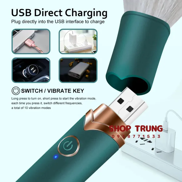 Cọ Trang Điểm 10 Chế Độ Rung - Đồ Chơi Người Lớn Cho Nữ