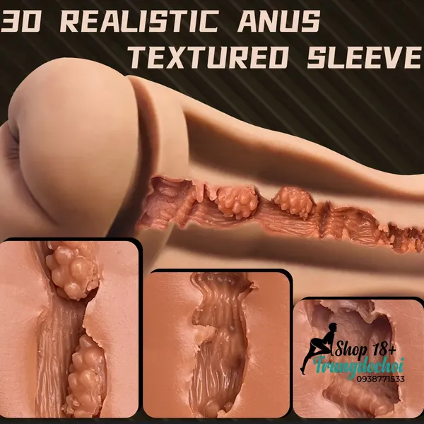 Cốc Thủ Dâm Hậu Môn Siêu Khít Silicone Mềm Mại, Gân Gai Kích Thích Tối Đa