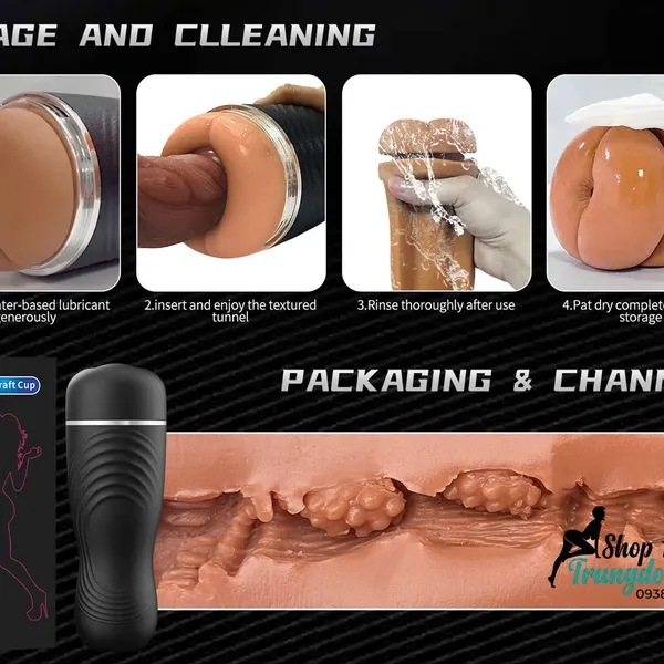 Cốc Thủ Dâm Hậu Môn Siêu Khít Silicone Mềm Mại, Gân Gai Kích Thích Tối Đa