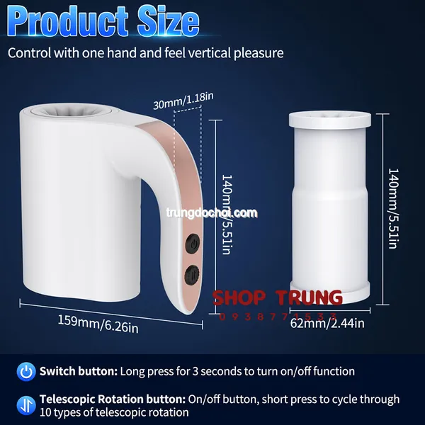 Cốc Tự Sướng Đỉnh Cao 10 Chế Độ Thụt Xoay 