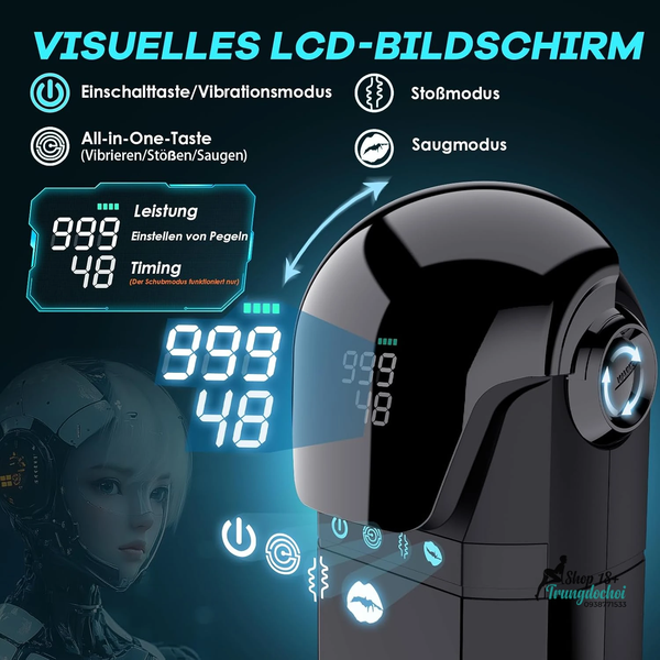 Cốc Thủ Dâm Tự Động Chloris — Thụt 30mm, Hút Xoáy Và 9 Chế Độ Rung Trên Một Màn Hình LCD