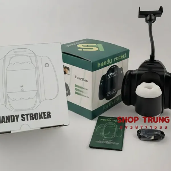 Cốc Thủ Dâm Tự Động Handy Rocket Cầm Tay Rung Thụt Có Giá Đỡ Điện Thoại