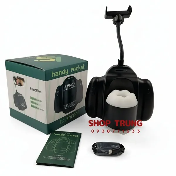 Cốc Thủ Dâm Tự Động Handy Rocket Cầm Tay Rung Thụt Có Giá Đỡ Điện Thoại