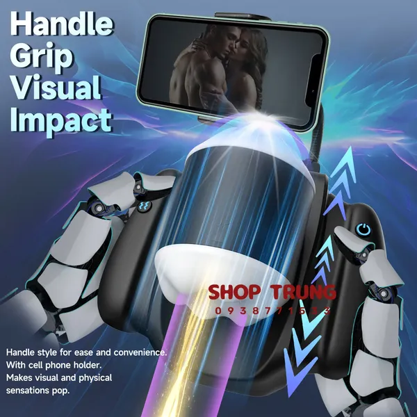 Cốc Thủ Dâm Tự Động Handy Rocket Cầm Tay Rung Thụt Có Giá Đỡ Điện Thoại
