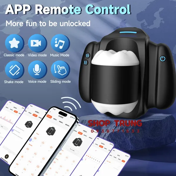 Cốc Thủ Dâm Tự Động Handy Rocket Cầm Tay Rung Thụt Có Giá Đỡ Điện Thoại