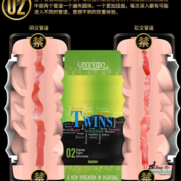 Cốc Thủ Dâm YouCups TWINS Thông 2 Đầu Xả Nước Sạch Trong 30 Giây