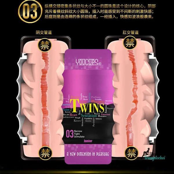 Cốc Thủ Dâm YouCups TWINS Thông 2 Đầu Xả Nước Sạch Trong 30 Giây