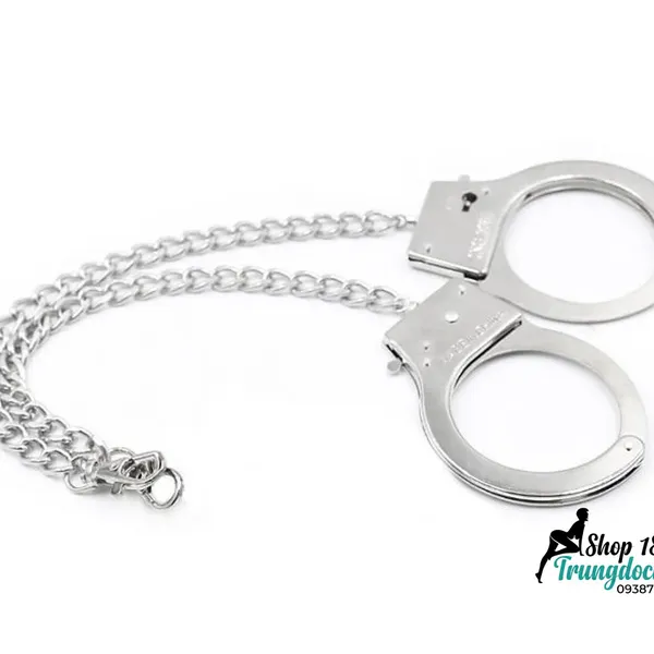 Bộ Còng Tay Kèm Plug Hậu Môn Kim Loại - Đính Đá Sang Trọng, Dây Xích Tháo Rời