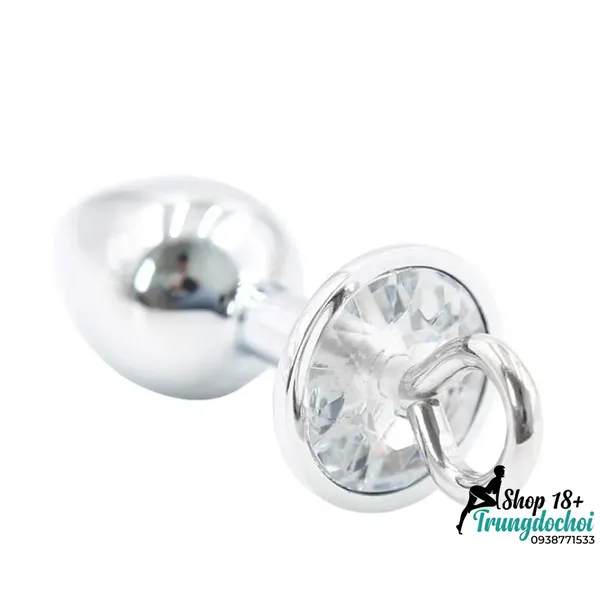 Bộ Còng Tay Kèm Plug Hậu Môn Kim Loại - Đính Đá Sang Trọng, Dây Xích Tháo Rời