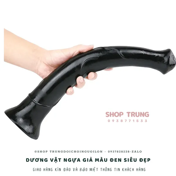 Dương vật ngựa giả hít tường màu đen 40cm