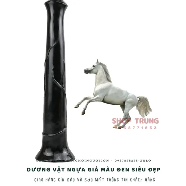Dương vật ngựa giả hít tường màu đen 40cm