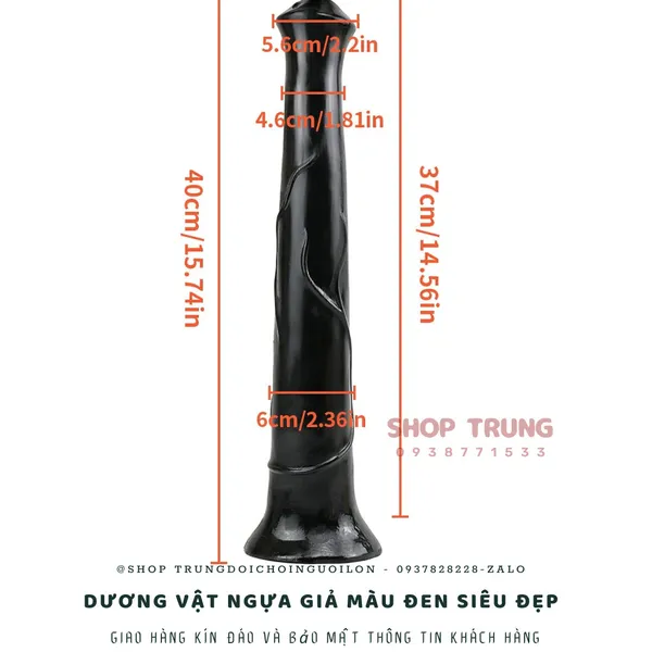Dương vật ngựa giả hít tường màu đen 40cm