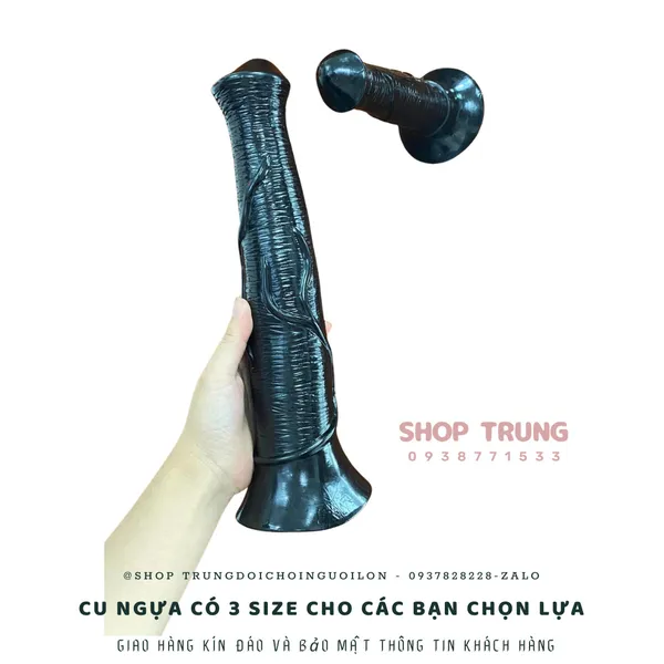 Dương vật ngựa giả hít tường màu đen 40cm