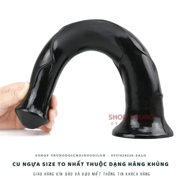 Dương vật ngựa giả hít tường màu đen 40cm