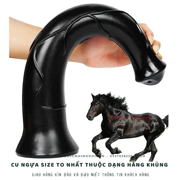 Dương vật ngựa giả hít tường màu đen 40cm