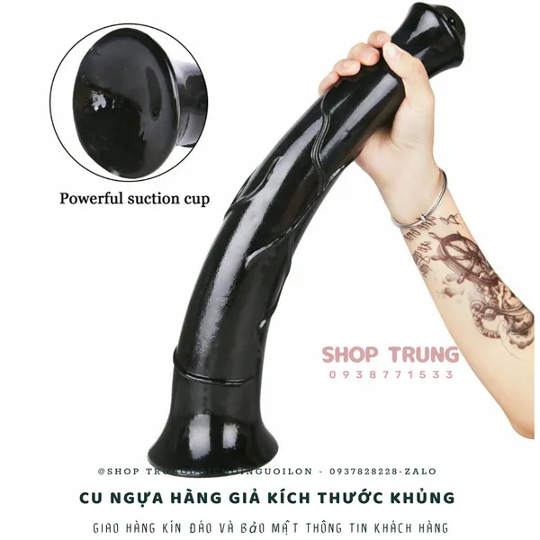Dương vật ngựa giả hít tường màu đen 40cm