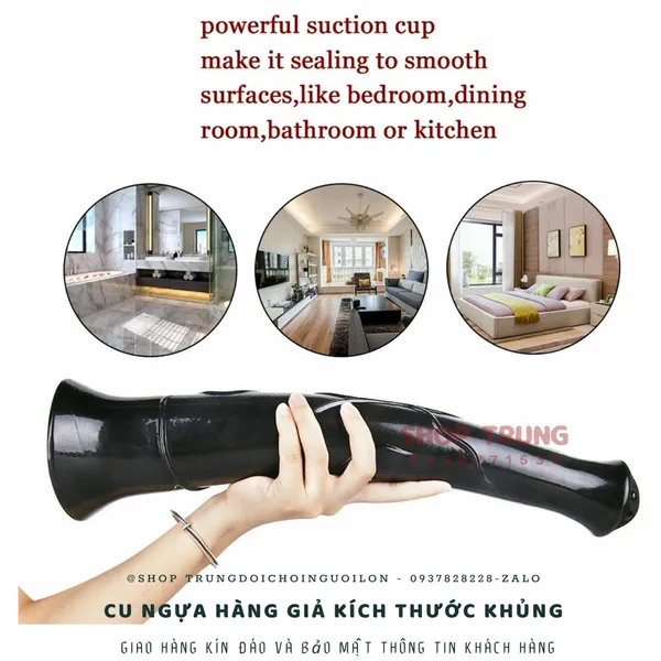 Dương vật ngựa giả hít tường màu đen 40cm