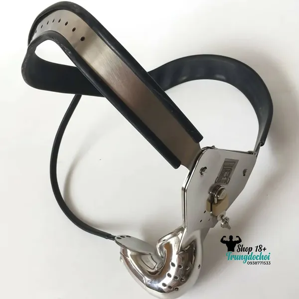 Đai Trinh Tiết Nam Thép Không Gỉ (Black Emperor) Viền Cao Su, Lồng Ngắn 4-5cm, Khóa Padlock