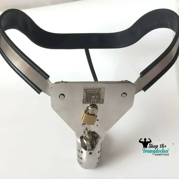 Đai Trinh Tiết Nam Thép Không Gỉ (Black Emperor) Viền Cao Su, Lồng Ngắn 4-5cm, Khóa Padlock