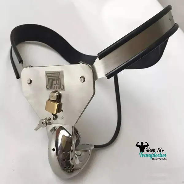 Đai Trinh Tiết Nam Thép Không Gỉ (Black Emperor) Viền Cao Su, Lồng Ngắn 4-5cm, Khóa Padlock