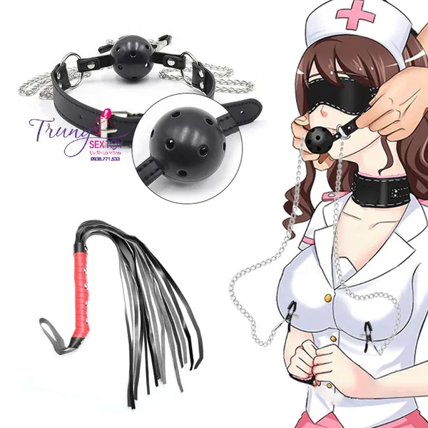 Dụng Cụ Bịt Miệng Có Bóng và Kẹp Đầu Ti 