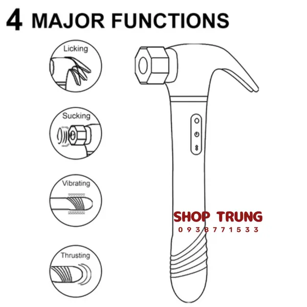Búa Cầm Tay 7 Chế Độ Hút - Liếm - Rung Thụt Cực Phê