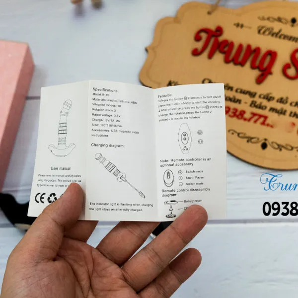 Kích Thích Hậu Môn Rung Xoay 360 Độ Điều Khiển Từ Xa
