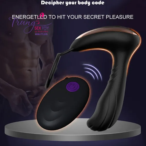 Matxa tuyến tiền liệt có rung, có quai đeo Cock Ring