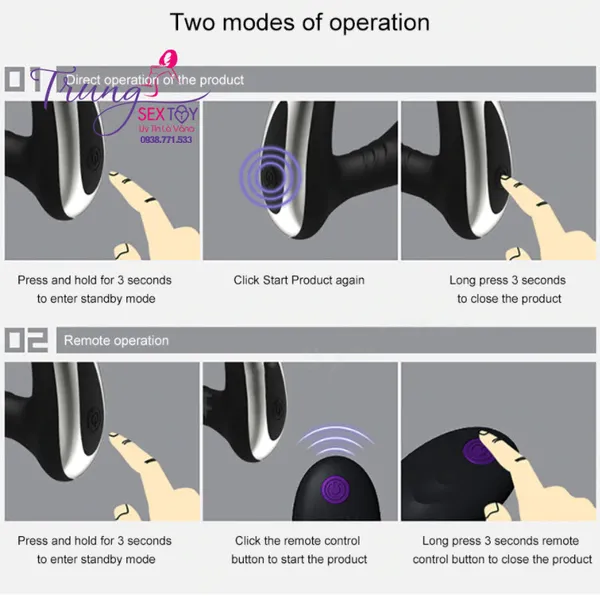 Matxa tuyến tiền liệt có rung, có quai đeo Cock Ring