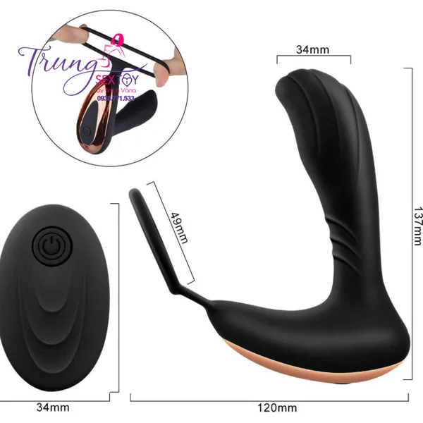 Matxa tuyến tiền liệt có rung, có quai đeo Cock Ring