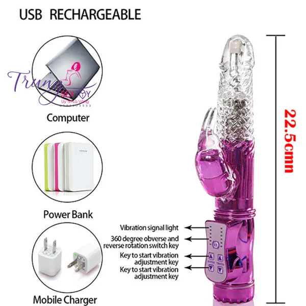 Dương Vật Giả Cầm Tay Rung Ngoáy 12 Chế Độ Dành Cho Nữ