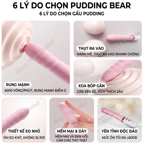 Dương Vật Giả Rung Thụt Ngụy Trang Ankni Pudding Bear Cực Cute, Cực Mạnh