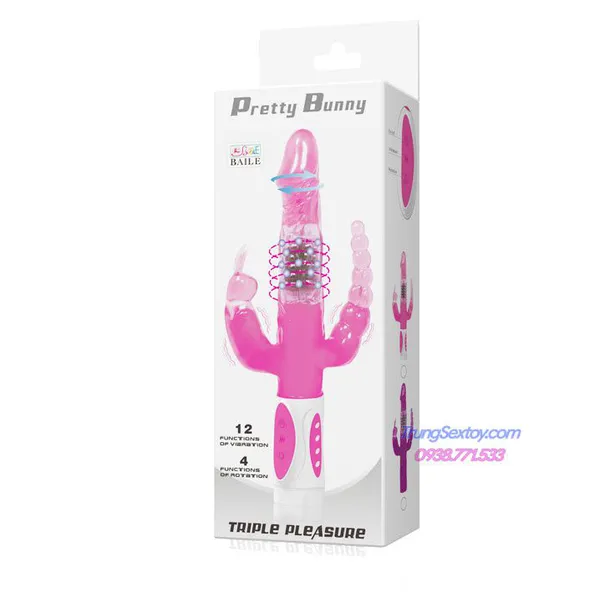Dương vật giả ba đầu Bunny rung sướng cực đã