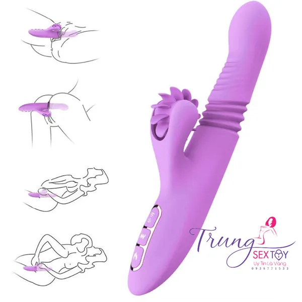 Dương vật giả dibe lưỡi xoay “điên đảo” cô bé chị em