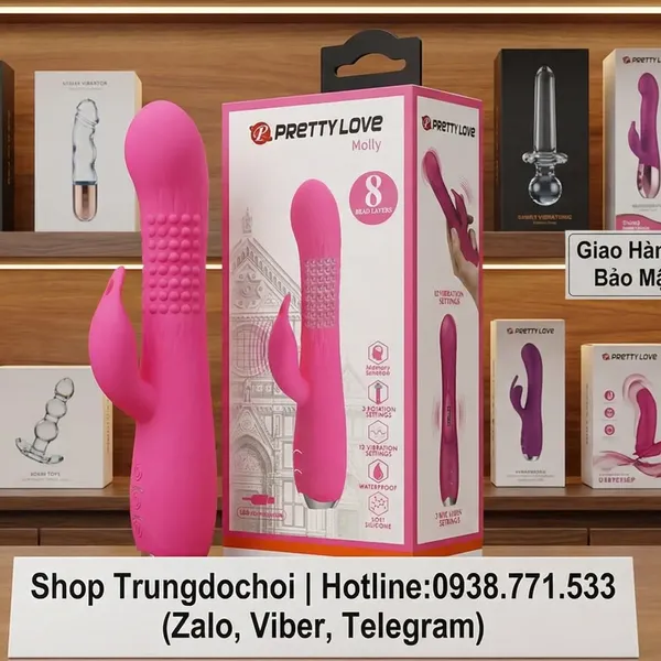 Dương Vật Rung Ngoáy Kích Thích Clitoris Pretty Love Molly Rabbit Vibrator 12 Chế Độ
