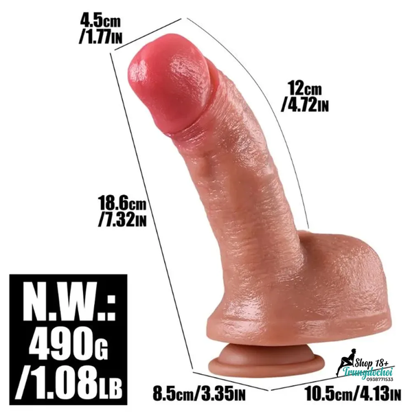 Dương Vật Giả Thân Mập Đế Hít: Ngắn Vừa 18.6cm, Đầy Đặn 4.5cm