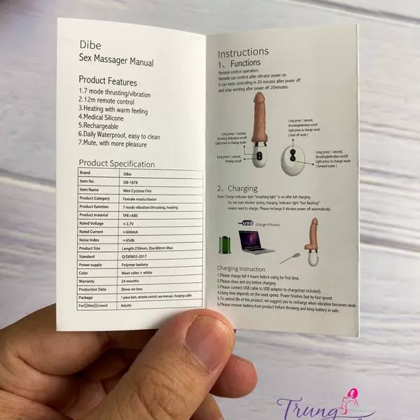 Dương vật giả Dibe điều khiền từ xa có nhiệt siêu phê