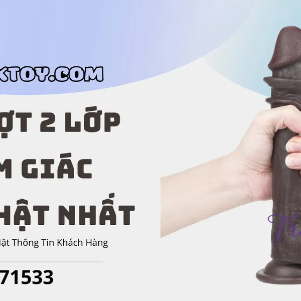 Dương vật giả gắn tường 2 lớp Lovetoy da trượt 23cm