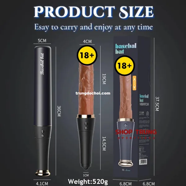Dương Vật Giả Hình Gậy Bóng Chày 10 Chế Độ Rung Thụt Mạnh Mẽ