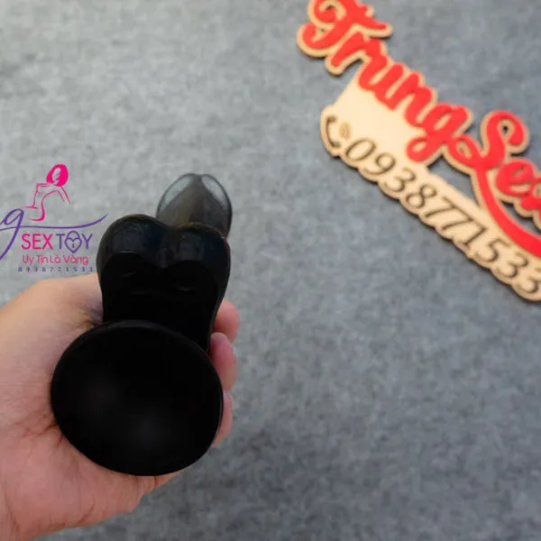 Dương Vật Giả Silicon Mềm Mịn Màu Đen 11*3cm