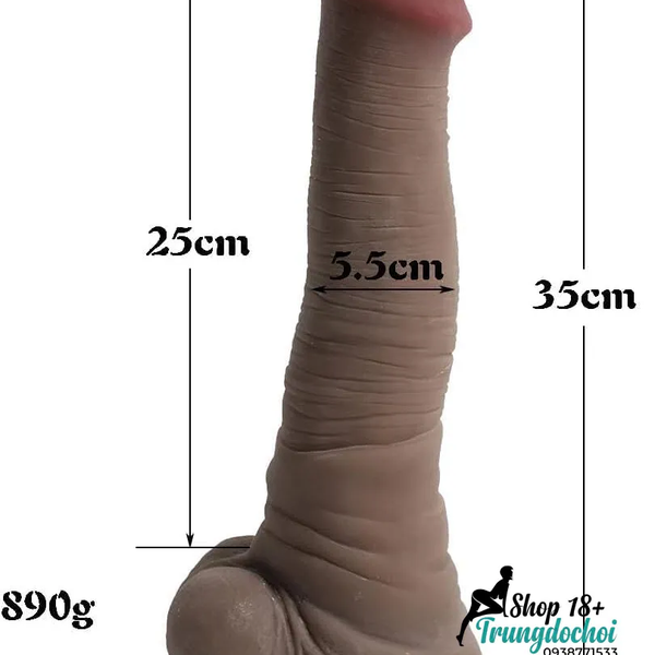Dương Vật Giả Hình Ngựa Nâu Silicone Size L — Đế Hút, Dài 21cm