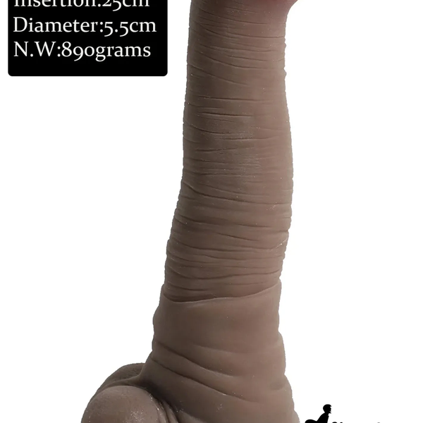 Dương Vật Giả Hình Ngựa Nâu Silicone Size L — Đế Hút, Dài 21cm