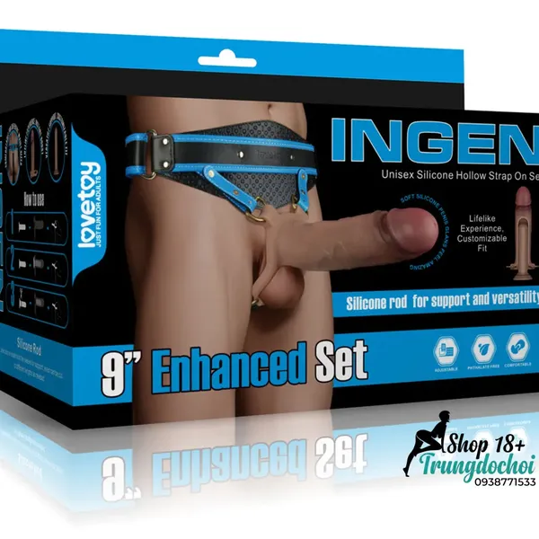 Dương Vật Rỗng Ruột Có Dây Đeo Lovetoy INGEN 9 Inch Hollow Strap-On Cho Cảm Giác Như Thật