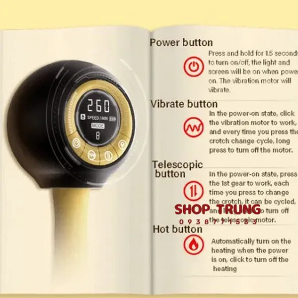 Dương vật giả rung thụt 10 chế độ điều khiển từ xa màn hình LCD