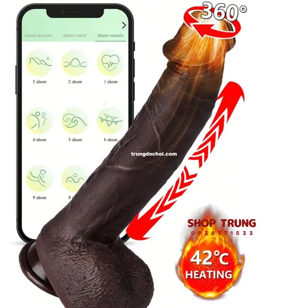 Dương Vật Giả Như Thật Rung Thụt 10 Chế Độ Điều Khiển Bằng APP