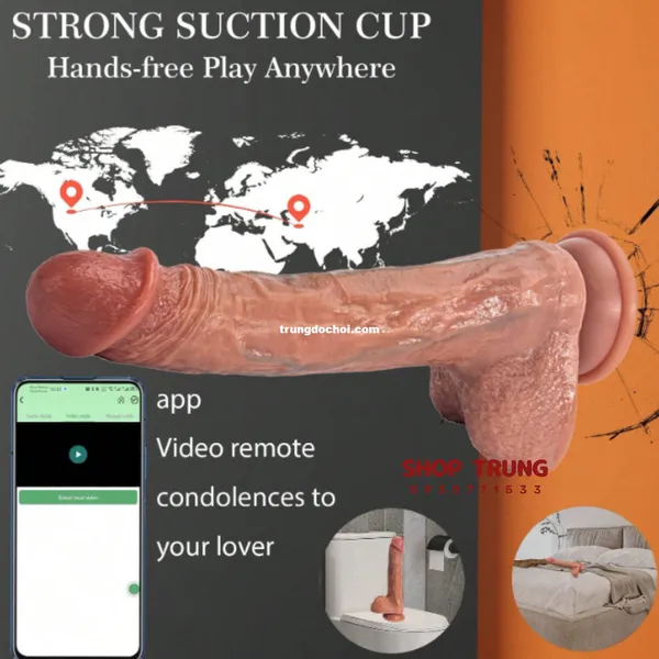 Dương Vật Giả Như Thật Rung Thụt 10 Chế Độ Điều Khiển Bằng APP