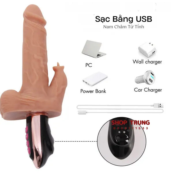 Dương Vật Giả Rung Thụt 7 Chế Độ Rung Thụt