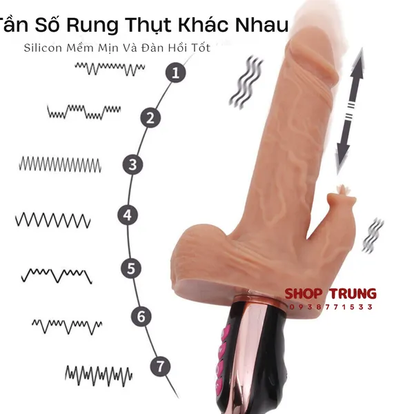 Dương Vật Giả Rung Thụt 7 Chế Độ Rung Thụt