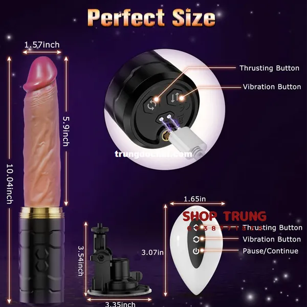 Dương Vật Giả Rung Thụt 7 Chế Độ Cao Cấp Điều Khiển Từ Xa